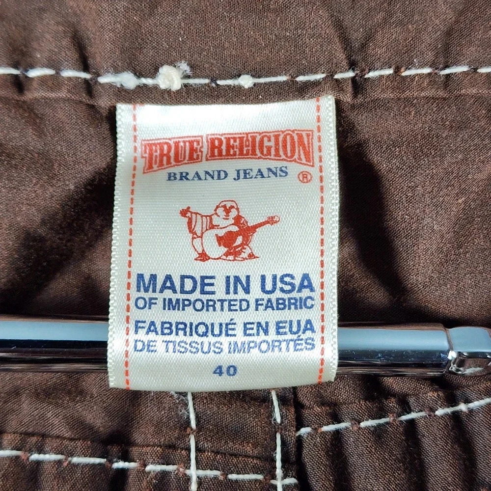 Y2K True Religion Big T‎ Board Shorts Men Size 40 Rock Brown Beach Summer